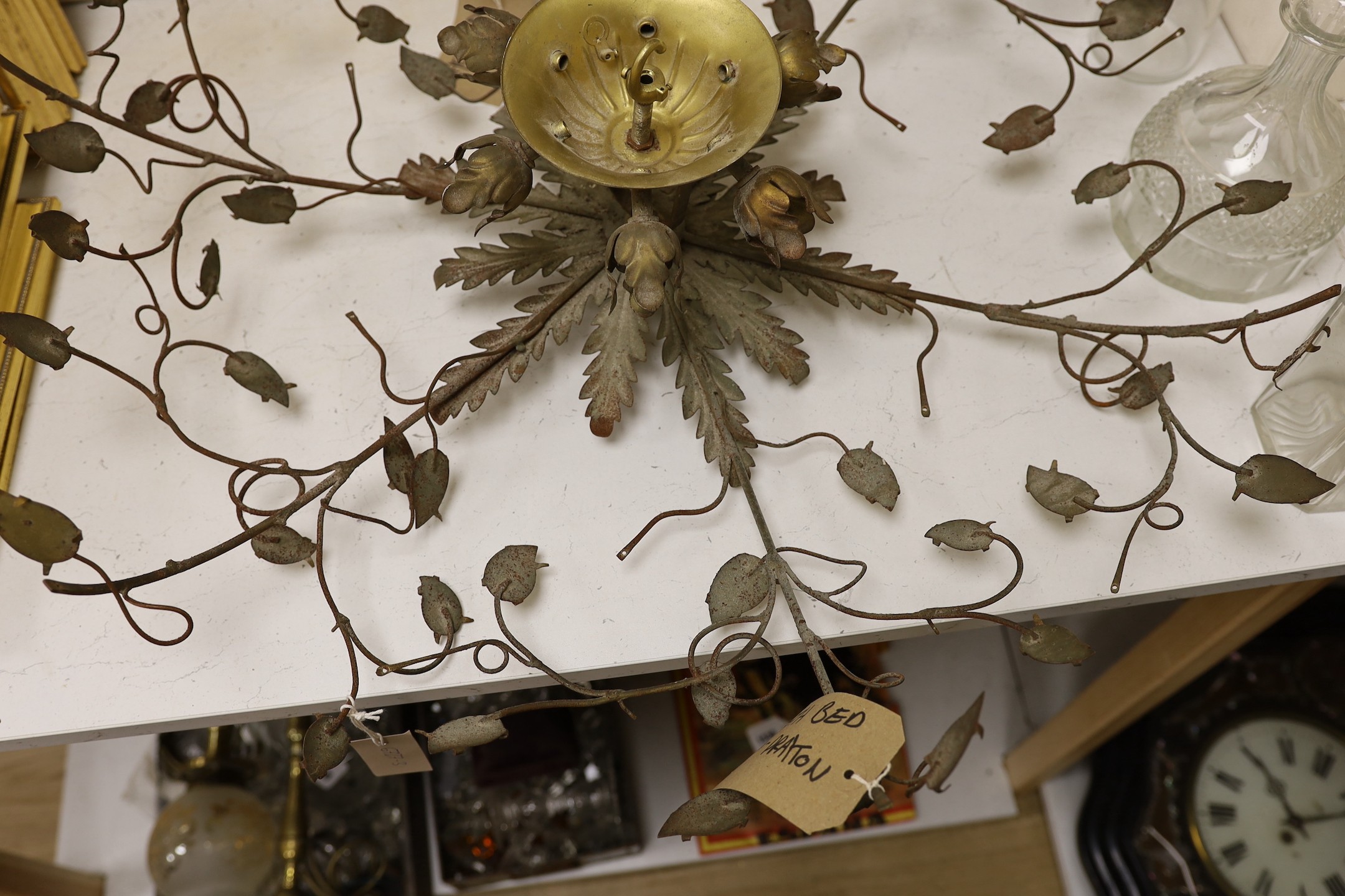 A gilt metal ceiling light